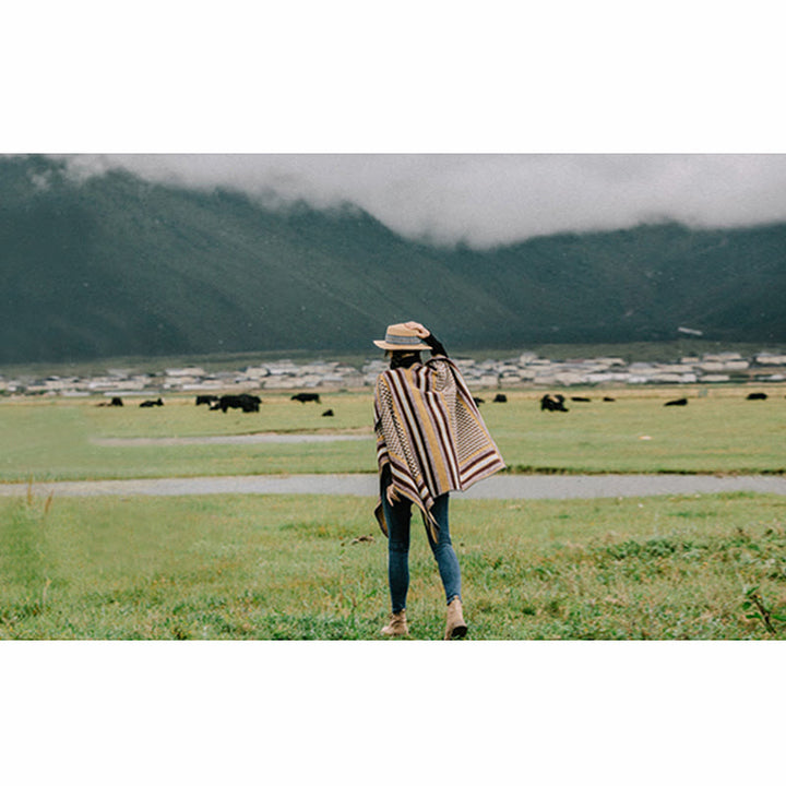 Tibetischer Schal mit Buddha Stonesn, klassisches Muster, Winter, gemütlich, warm, Reiseschal - image 19