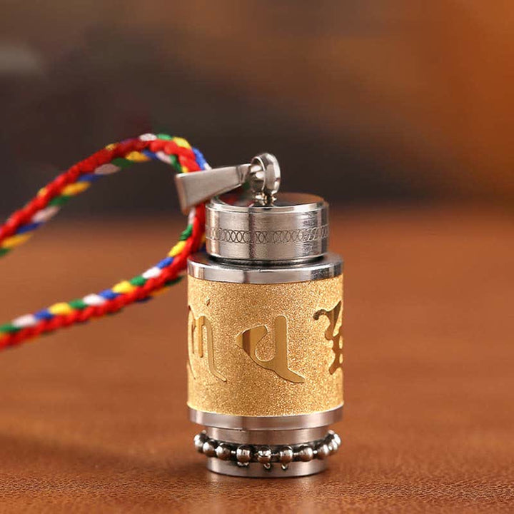 Buddha Stones ​​Tibet Om Mani Padme Hum Shurangama Mantra Titan Stahl Weisheit Amulett Halskette Anhänger - image 1