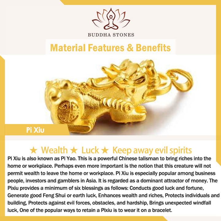 Buddha Stones FengShui Lucky Pixiu Obsidian Reichtumsarmband