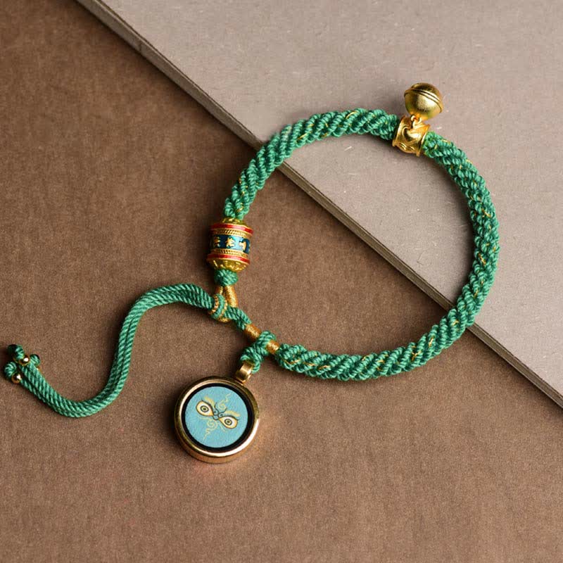 Buddha Stones tibetischen fünf Gott des Reichtums Thangka Glück Gebetsrad Glocke Zopf String Armband