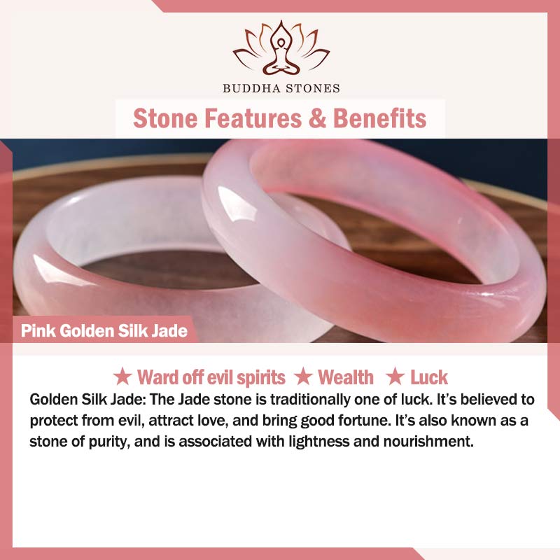 Buddha Stones Pink Golden Silk Jade Reichtum Glücksarmband Armreif - image 7