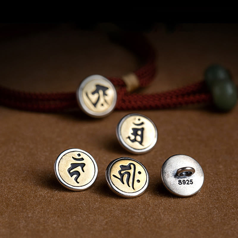 Buddha Stones 925 Sterling Silber Handgefertigtes chinesisches Sternzeichen Natal Buddha Cyan Bodhi Samenschutz geflochtenes rotes Schnurarmband - image 3