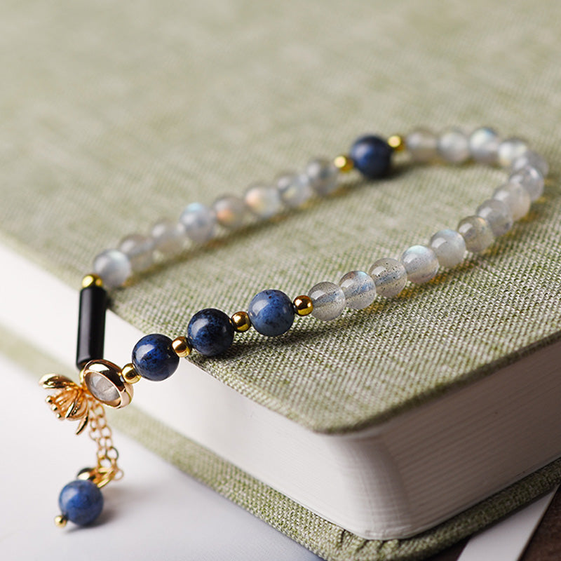 Buddha Stones Armband aus Mondstein, Lapislazuli und Mondstein – beruhigend, heilend und positiv - 1 Kreis - image 2