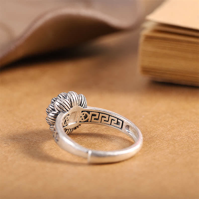 925 Sterling Silber Lotus-roter Achat-Segensring - image 9