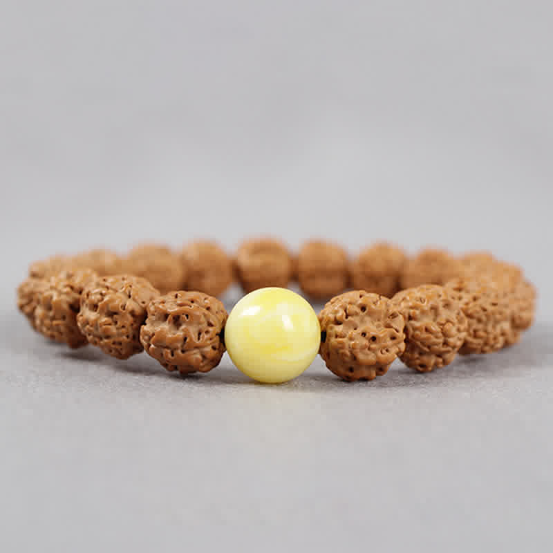 Buddha Stones Tibet Rudraksha Bodhi Seed Dzi Bead Bernstein Türkis Reichtum Armband - image 3