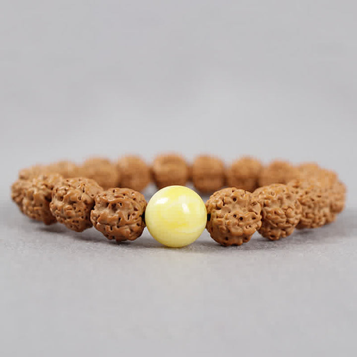 Buddha Stones Tibet Rudraksha Bodhi Seed Dzi Bead Bernstein Türkis Reichtum Armband - image 3