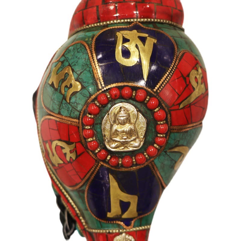 Tibetische handgemachte Shankha Om Mani Padme Hum Buddha Muschel Glücksdekoration - image 14