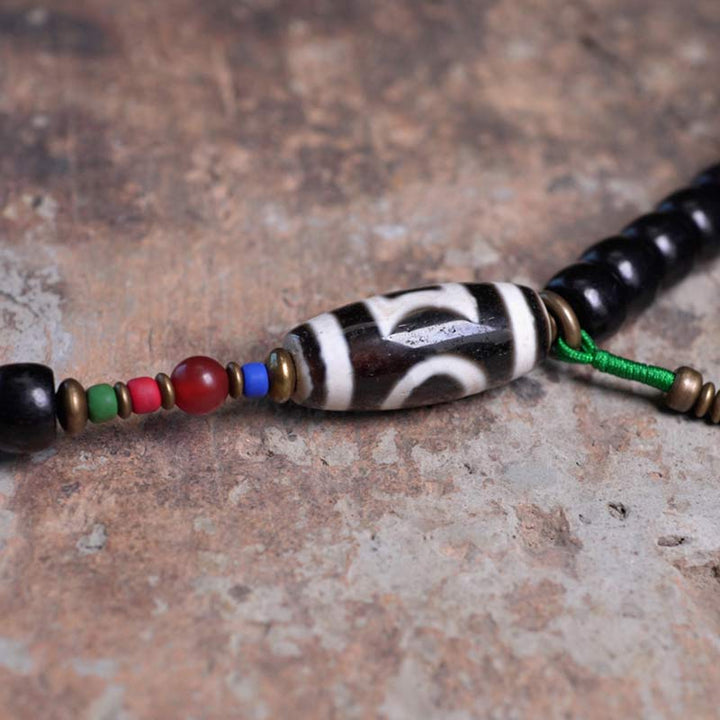 Buddha Stones 108 Perlen Mala Ebenholz Holz Dzi Perle Kupfer Balance Quaste Armband - image 10