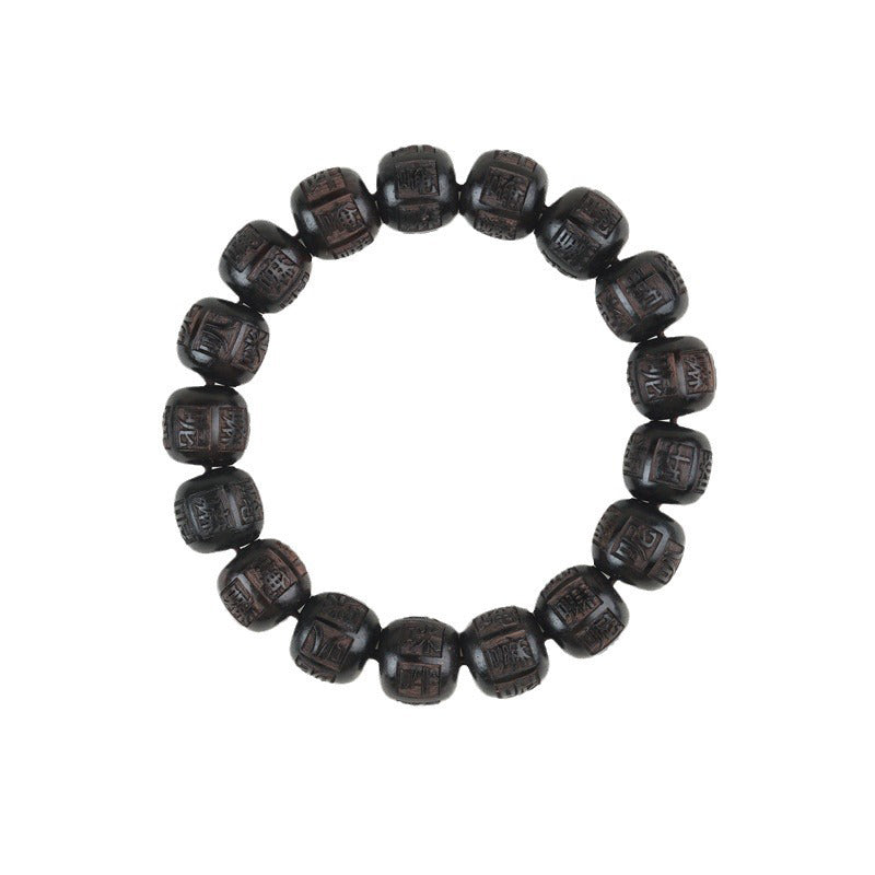 Buddha Stones Balance-Armband aus Tibet-Ebenholz mit Gravur „Om Mani Padme Hum“