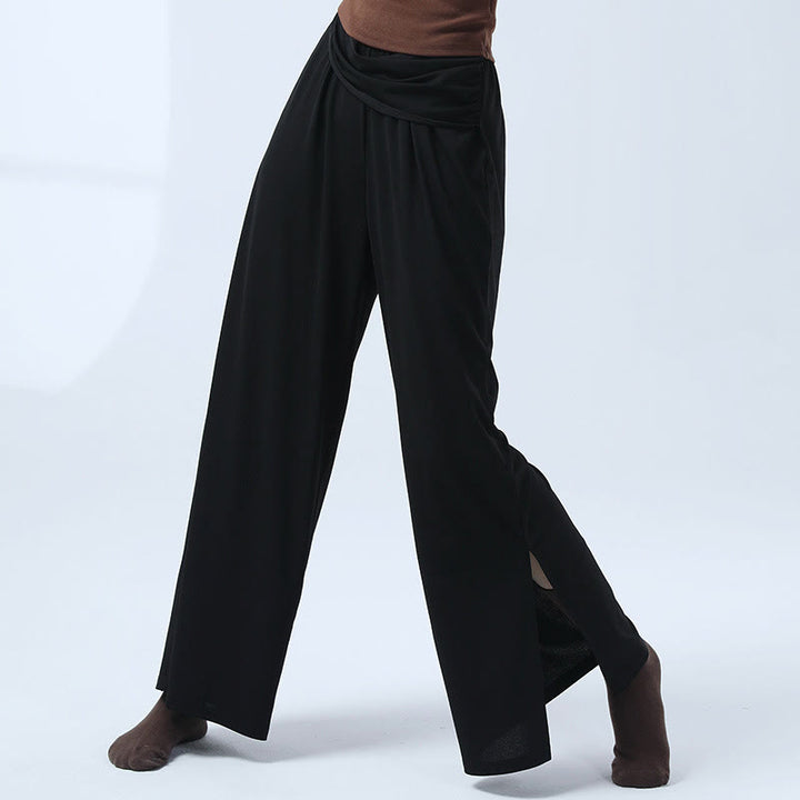 Buddha Stones Retro Lockere Hose mit weitem Bein Lässige Tanzhose für Damen