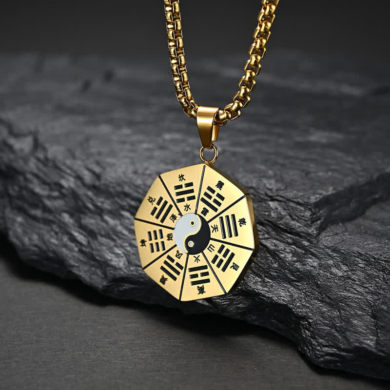 Bagua Yin Yang Balance-Halskettenanhänger aus Titanstahl - Gold - image 5