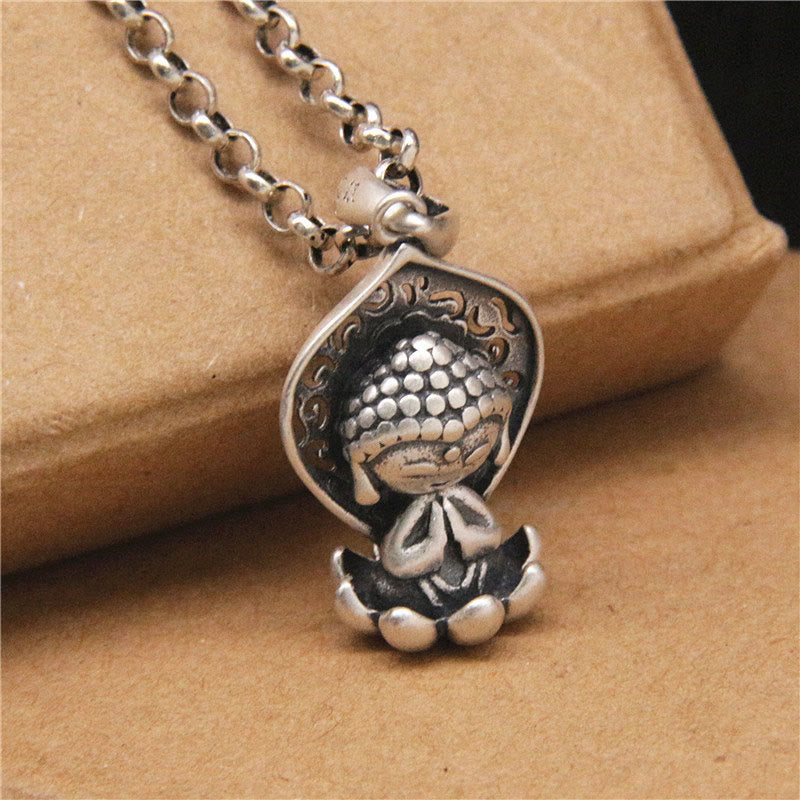 Buddha Stones 999 Sterling Silber Meditation Buddha Lotus Serenity Halskette Anhänger - image 2