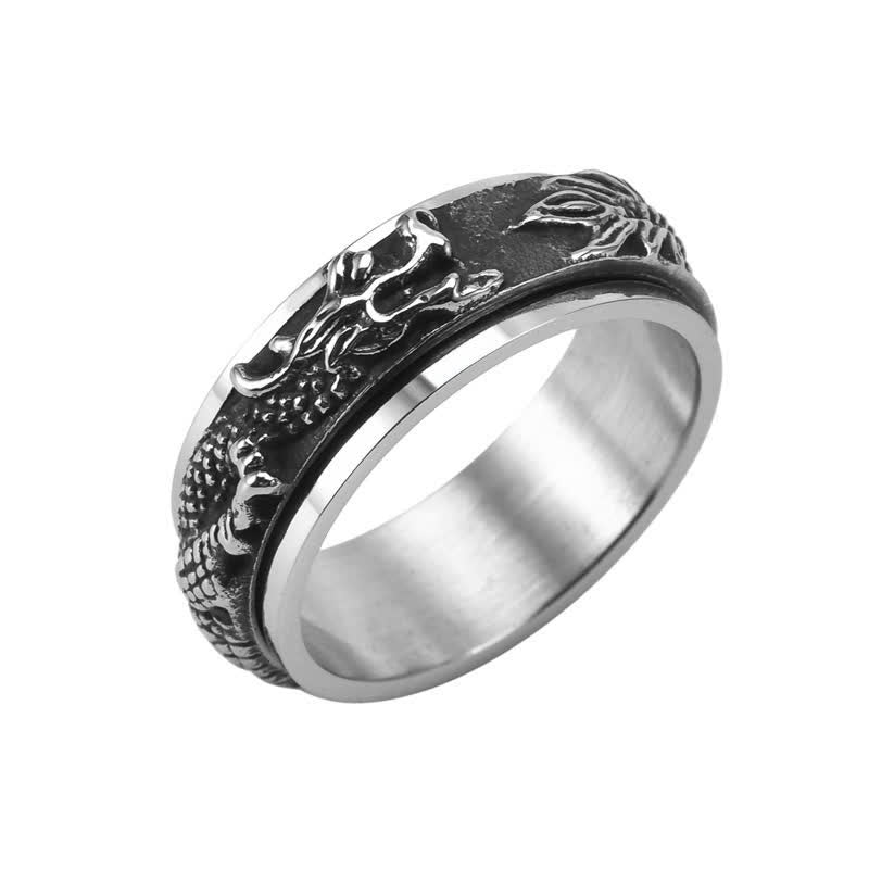 Buddha Stones Dragon Titanstahl-Stimulationsring, drehbar - Schwarz - US11 - image 16
