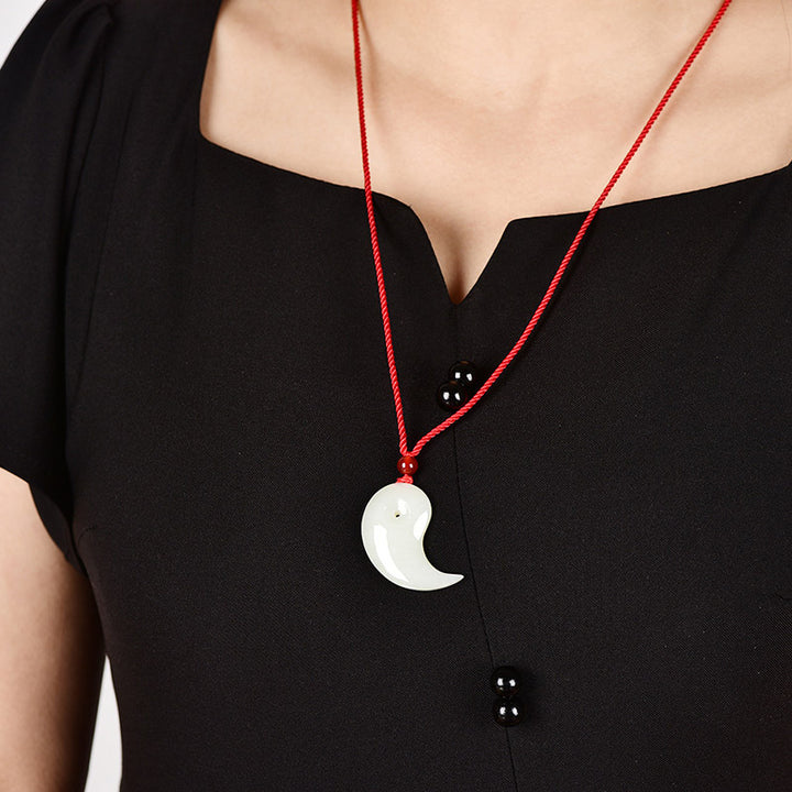 Yin Yang Weiß Jade Cyan Jade Schutz Segen Halskette String Anhänger - image 9