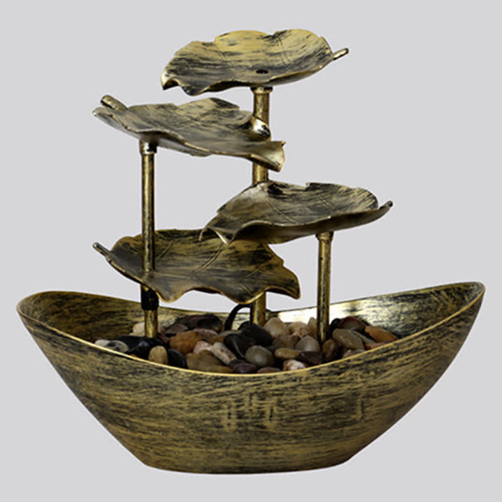 Buddha Stones, Lotusblatt-förmiger Wasserfallbrunnen, Tischornamente mit LED-Licht, Home-Office-Desktop-Dekoration - image 9