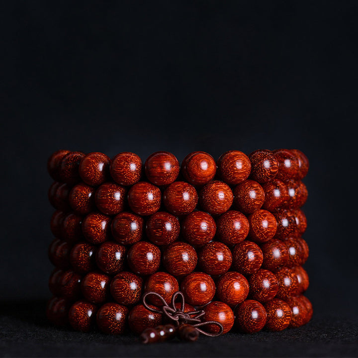Buddha Stones Tibetisches kleines Blatt-Balance-Armband aus rotem Sandelholz
