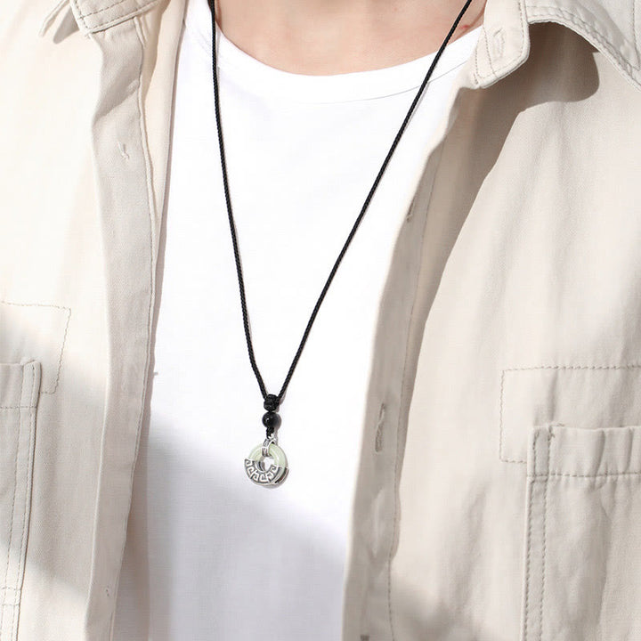 Buddha Stones 925 Sterling Silber natürliche Hetian Jade Frieden Schnalle Wohlstand Halskette Anhänger - image 5