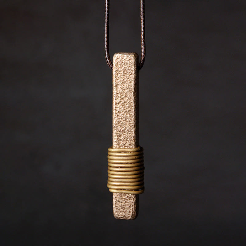 Buddha Stones ​​Vintage-Halskette mit strukturiertem Design aus Messing und Kupfer – Anhänger für Reichtum - image 1