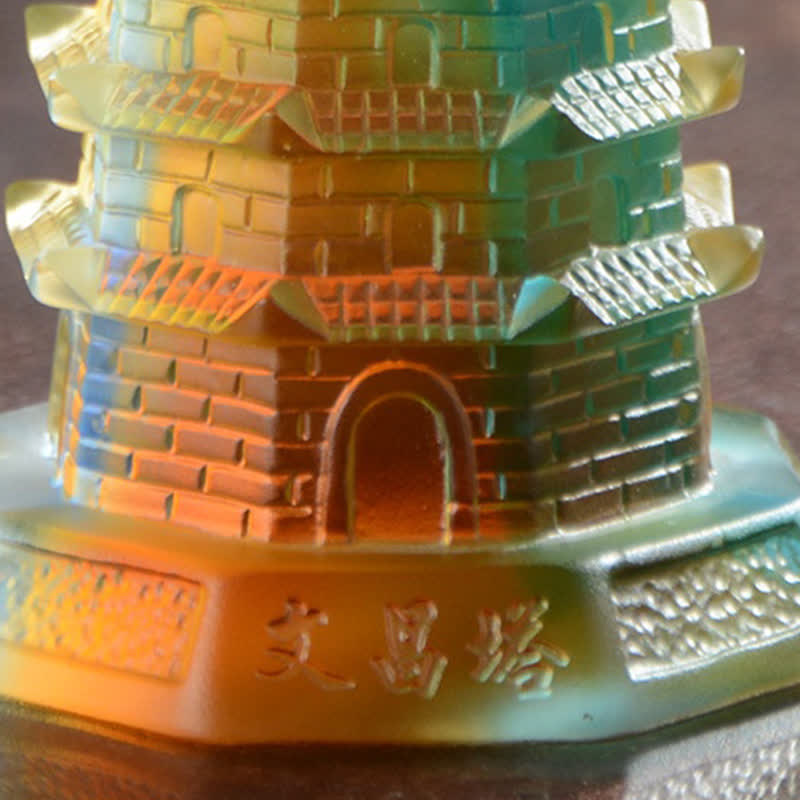 Feng Shui Wenchang Turm, handgefertigte Liuli-Kristall-Pagode, Kunststück, Glück, Heim- und Bürodekoration - image 11