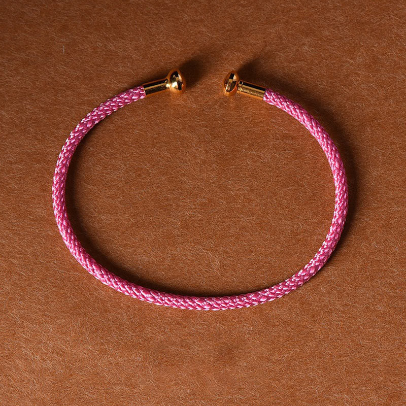 Buddha Stones, schlichtes Design, handgefertigtes Glücksgeflecht-Manschettenarmband - DeepPink - image 24