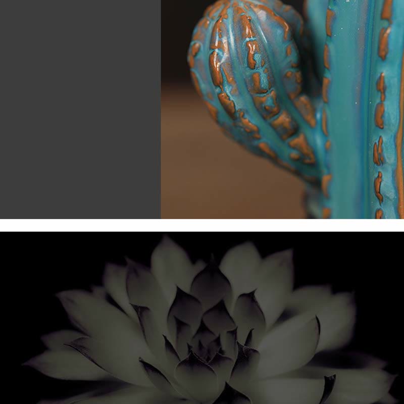 Kaktus-Keramik-Rückfluss-Rauchbrunnen-Räuchergefäß - image 5