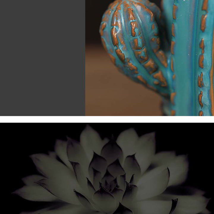 Kaktus-Keramik-Rückfluss-Rauchbrunnen-Räuchergefäß - image 5