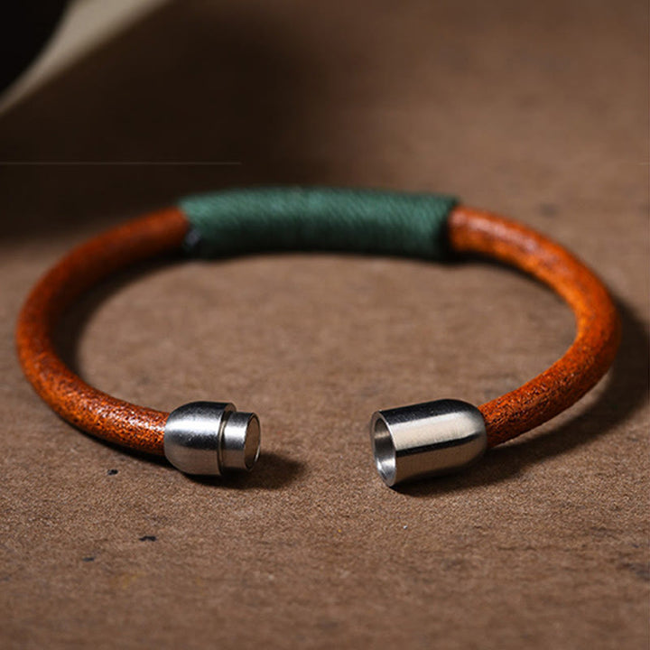 Armband mit Buddha Stonesn, tibetischem Leder, handgefertigt, fünf Elemente, Glücksgeflecht, Schnalle - image 4