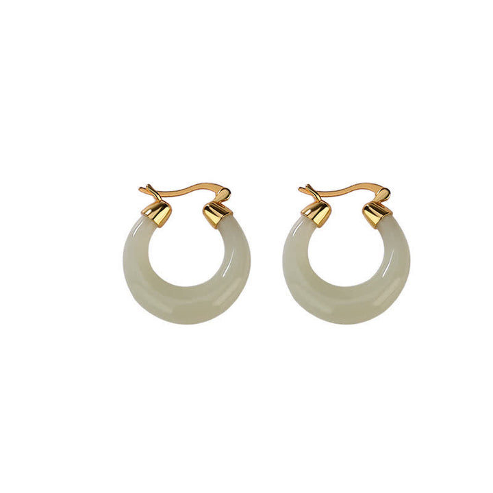 Buddha Stones Runde Jade Cyan Jade Wohlstand Glück Tropfen Ohrringe - image 8