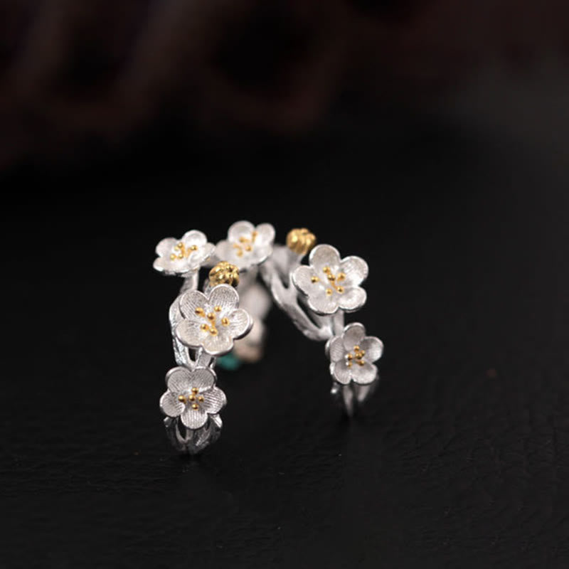 Buddha Stones 925 Sterling Silber Pflaumenblüten-Blumensegen-Ohrringe - image 6