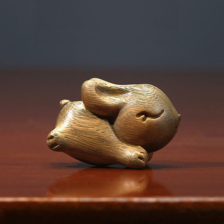 Buddha Stones Green Sandelwood Small Mini Cute Rabbit Bunny Peace Dekorationen - image 15