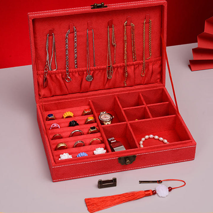 Buddha Stones, schlichtes Design, Schmuckschatulle, Organizer, einlagige Flanell-Schmuckaufbewahrungsbox mit Schloss - image 26