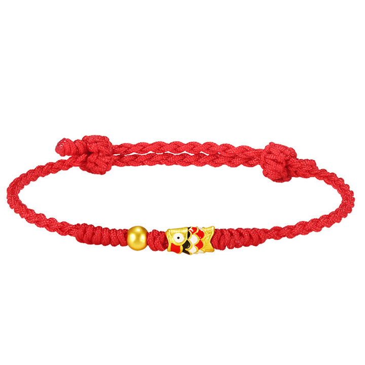 Buddha Stones 999 Gold Luck Koi Fisch Handgefertigtes geflochtenes Schnurarmband