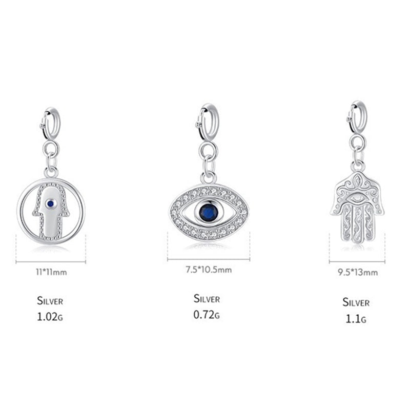 925 Sterling Silber Böser Blick Hamsa Symbol Wohlstand Glück Kette Halskette Anhänger