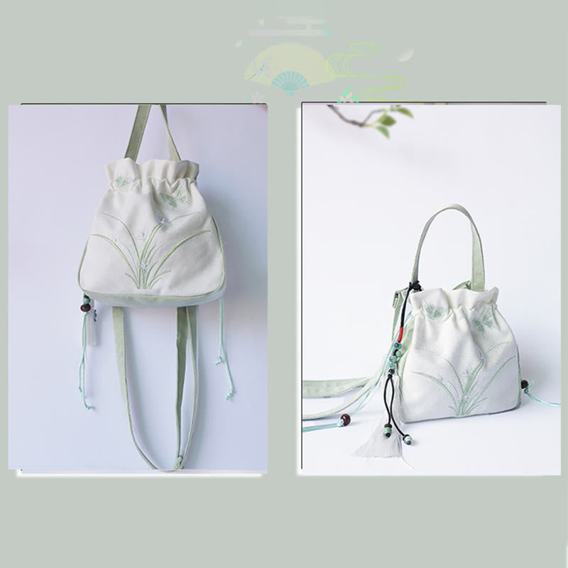 Buddha Stones Handgefertigte bestickte Blumen Canvas Tote Schultertasche Handtasche - image 6