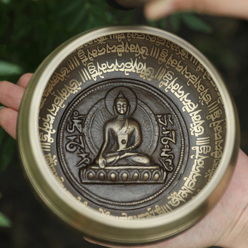 Tibetische Klangschale, handgefertigt für Konzentration und Meditation, friedvolles Glück, Klangschalen-Set - image 2