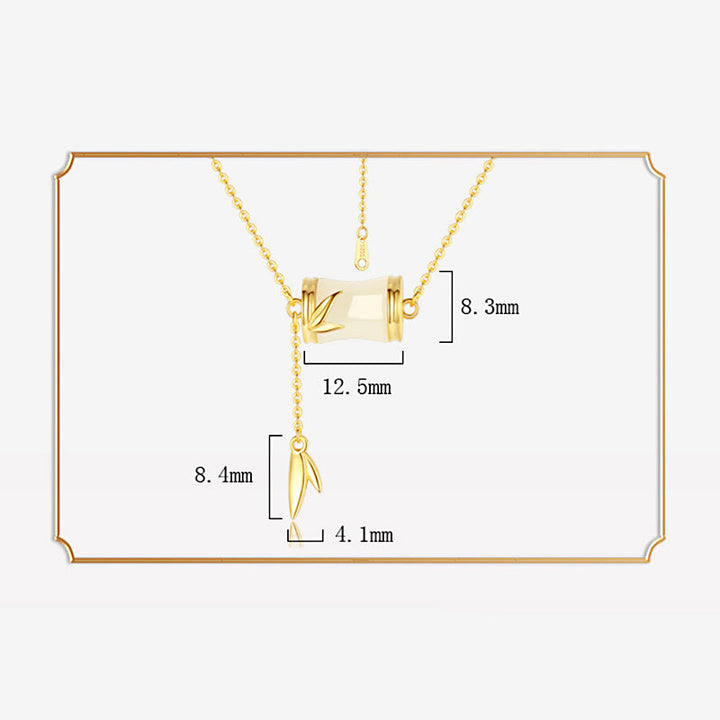 Buddha Stones 925 Sterling Silber 22K Gold Hetian Weiß Jade Bambusblatt Glück Halskette Anhänger Armband - image 5