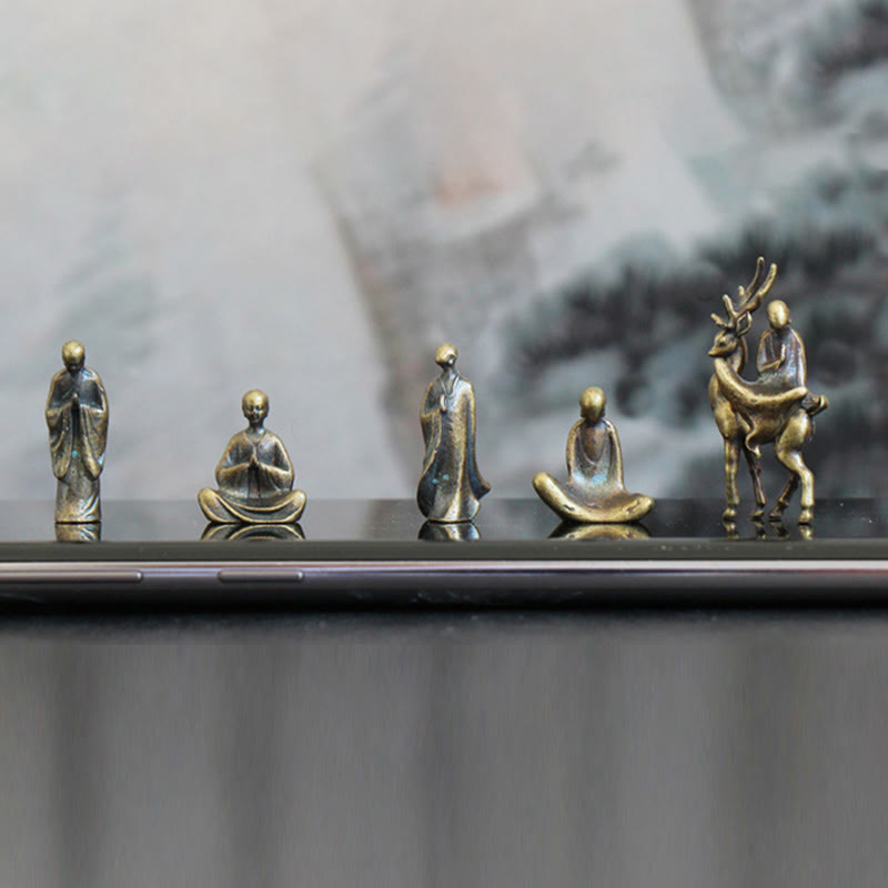 Buddha Stones, Mini-Meditation, Buddha, Metall, Mönch, Gelassenheit, Heimdekoration