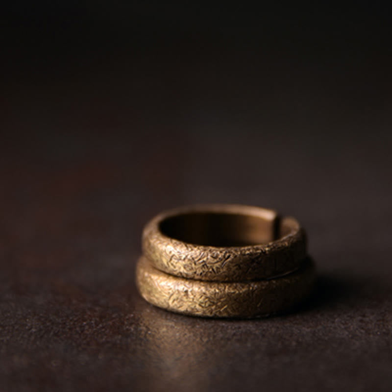 Buddha Stones Tibetischer Vintage-Kupfer-Glücksring mit Texturdesign für Paare - image 6