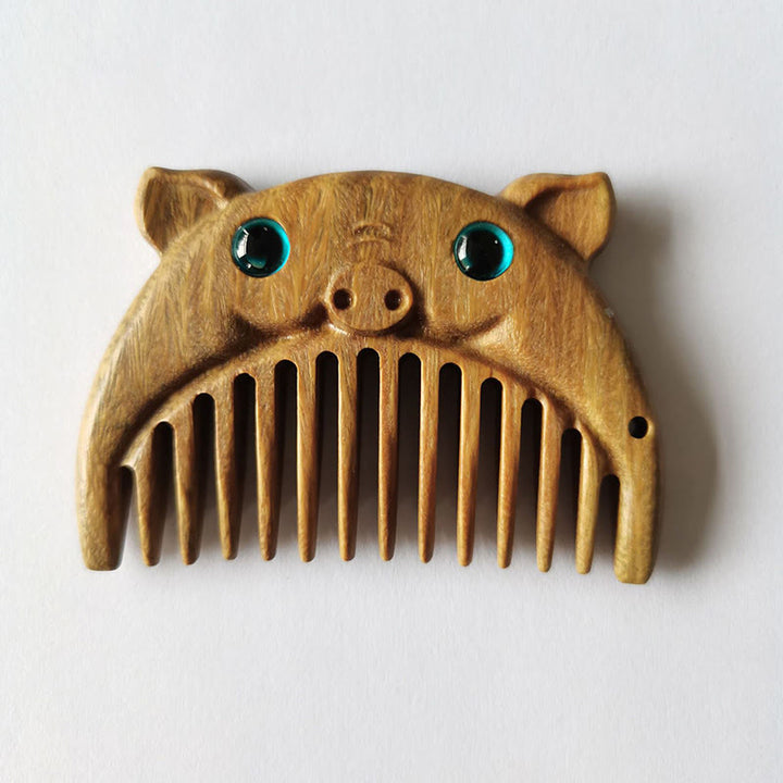 Tragbarer Mini-Kamm mit chinesischem Sternzeichen, grünem Sandelholz, Frieden - Grünes Sandelholz - Schwein - image 32