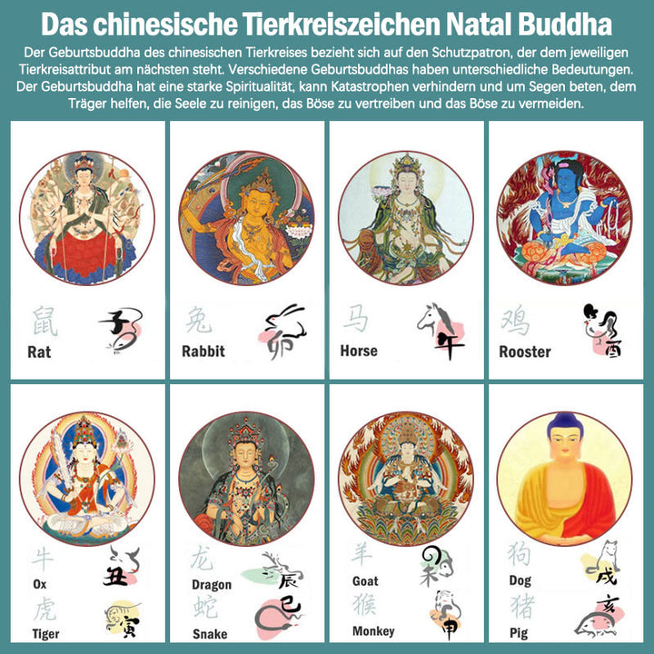 Verstellbarer Ring mit Buddha Stonesn, chinesischem Sternzeichen, Natal, Buddha, Reichtum, Glück