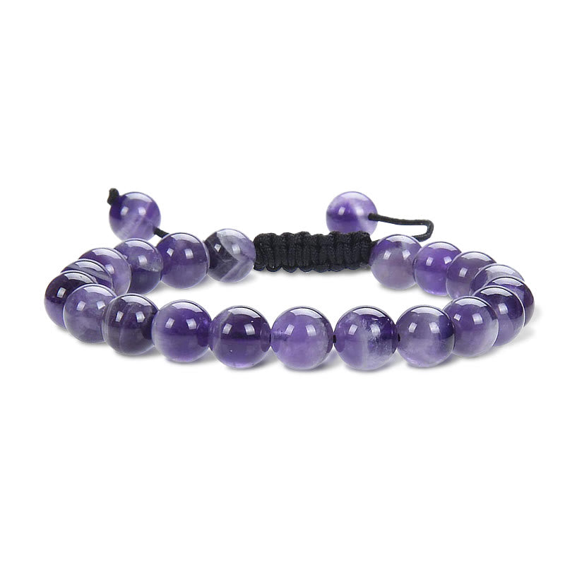 Buddha Stones, natürliche Heilkraft, Edelstein-Kristallperlen, Unisex, verstellbares Makramee-Armband - Amethyst - image 0