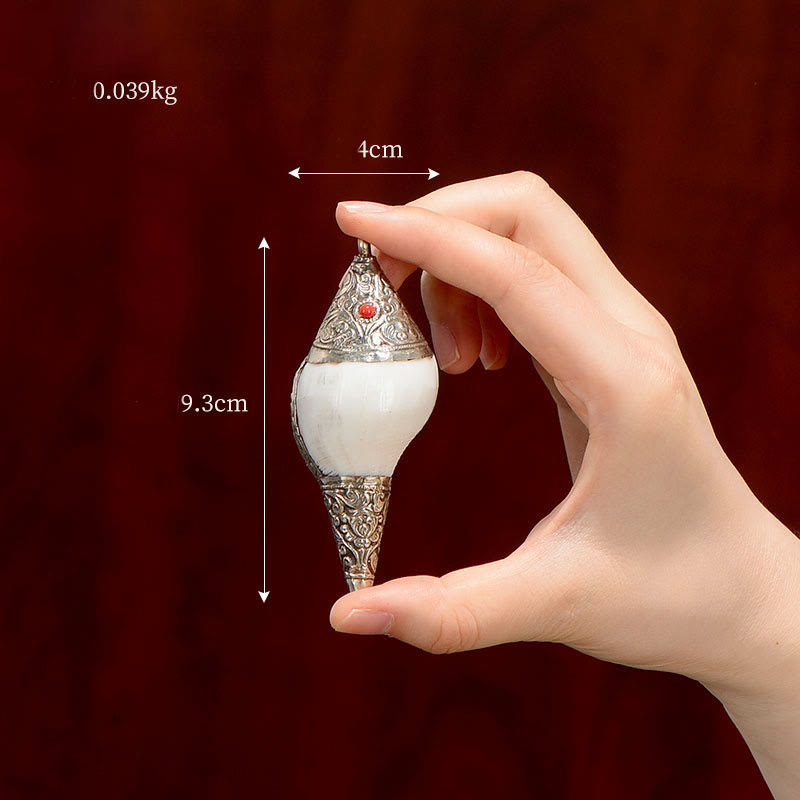 Tibetische natürliche Shankha-Muschelmuschel, Reichtum, Glück, Heimdekoration - Extra kleines Muschelhorn 9,3 x 4 cm - image 2