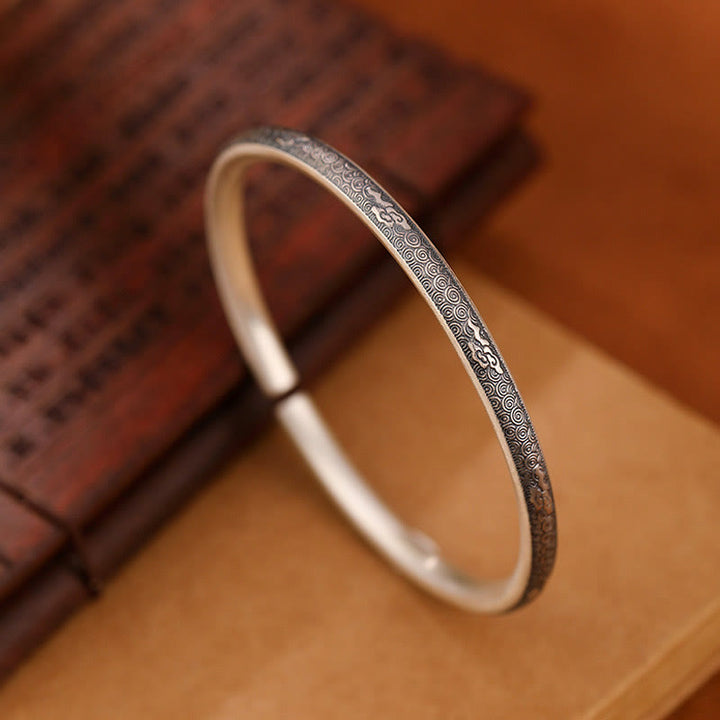 Buddha Stones Vintage 999 Sterling Silber Glücksbringer Wolken Design Glücksarmband Armreif - 999 Sterlingsilber - image 0