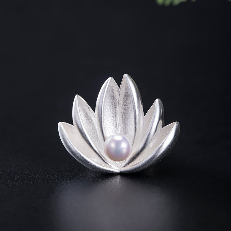 Buddha Stones 925 Sterling Silber Lotusblüten-Perlen-Neuanfang-Brosche - LOTUS (Erleuchtung♥Neuanfang) - image 0