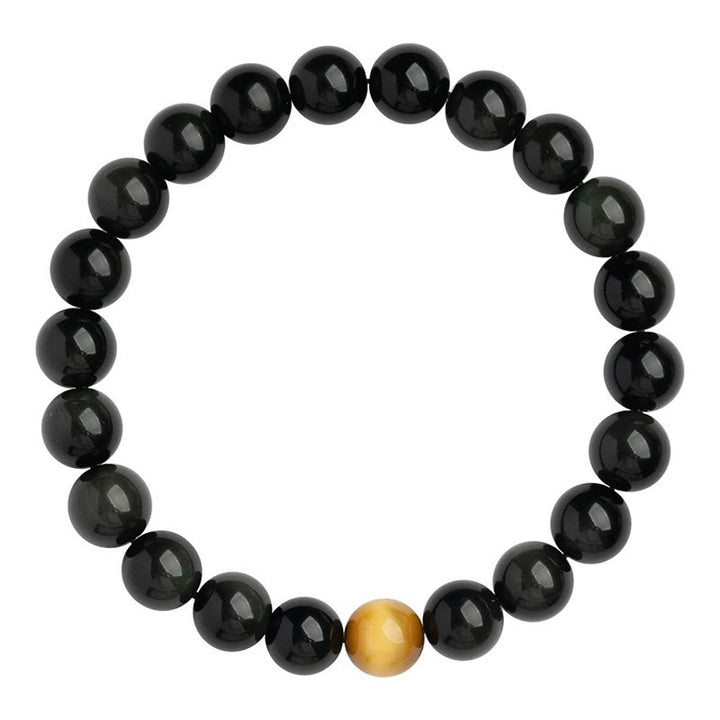 Buddha Stones natürliches Regenbogen-Obsidian-Tigerauge-Positive-Love-Armband