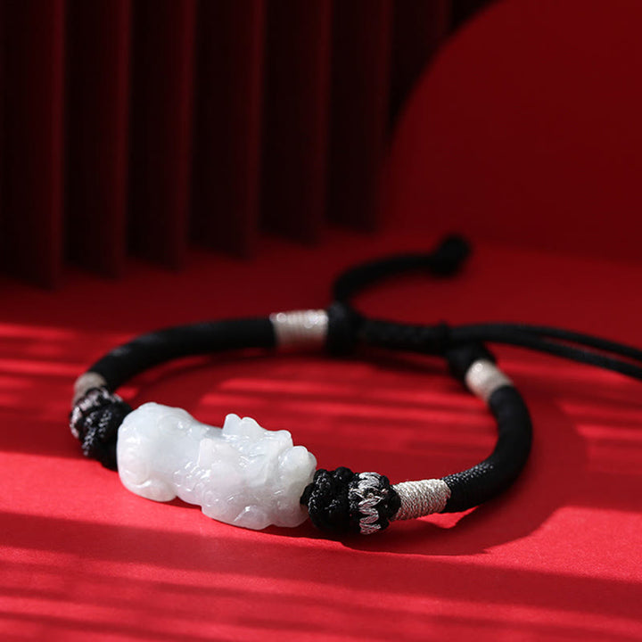 Buddha Stones Handgefertigtes geflochtenes Armband aus PiXiu-Glück und Wohlstand aus natürlicher Jade - image 1