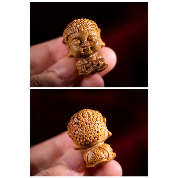 Buddha Stones Chinesisches Tierkreiszeichen, Buddha, Lotusblume aus grünem Sandelholz, graviert, positive Heimdekoration - image 15