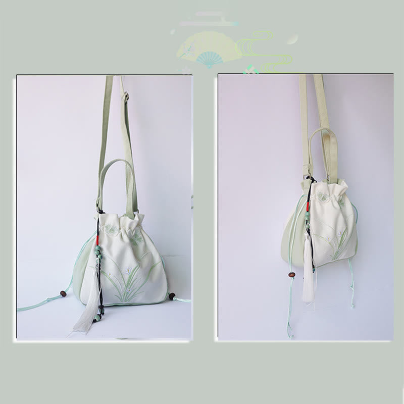 Buddha Stones Handgefertigte bestickte Blumen Canvas Tote Schultertasche Handtasche - image 7