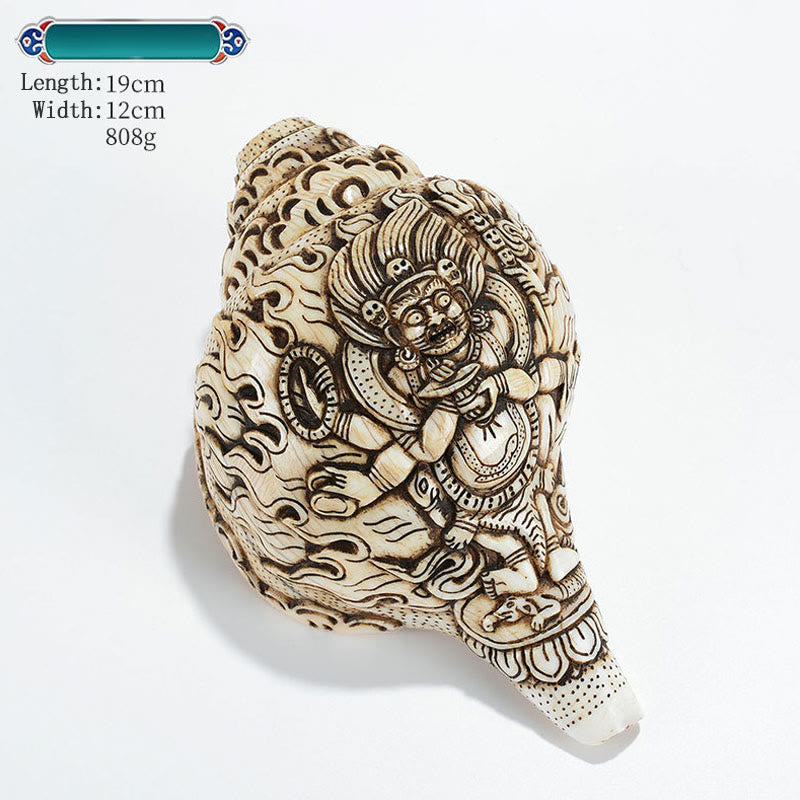 Tibetische handgemachte gravierte Shankha Buddha Avalokitesvara Conch Shell Reichtum Dekoration - Shadbhuja Mahakala 19*12cm - image 28