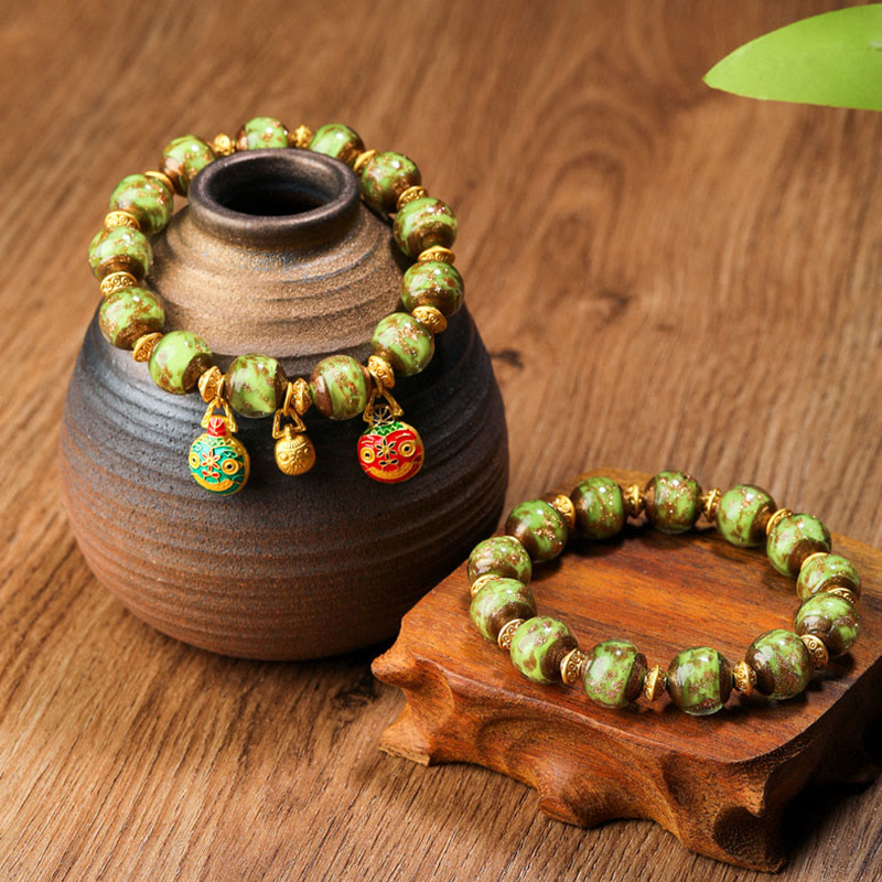 Buddha Stones Gold Schlucktier Familie Charm Liuli Glasperlen Glücksarmband - image 12